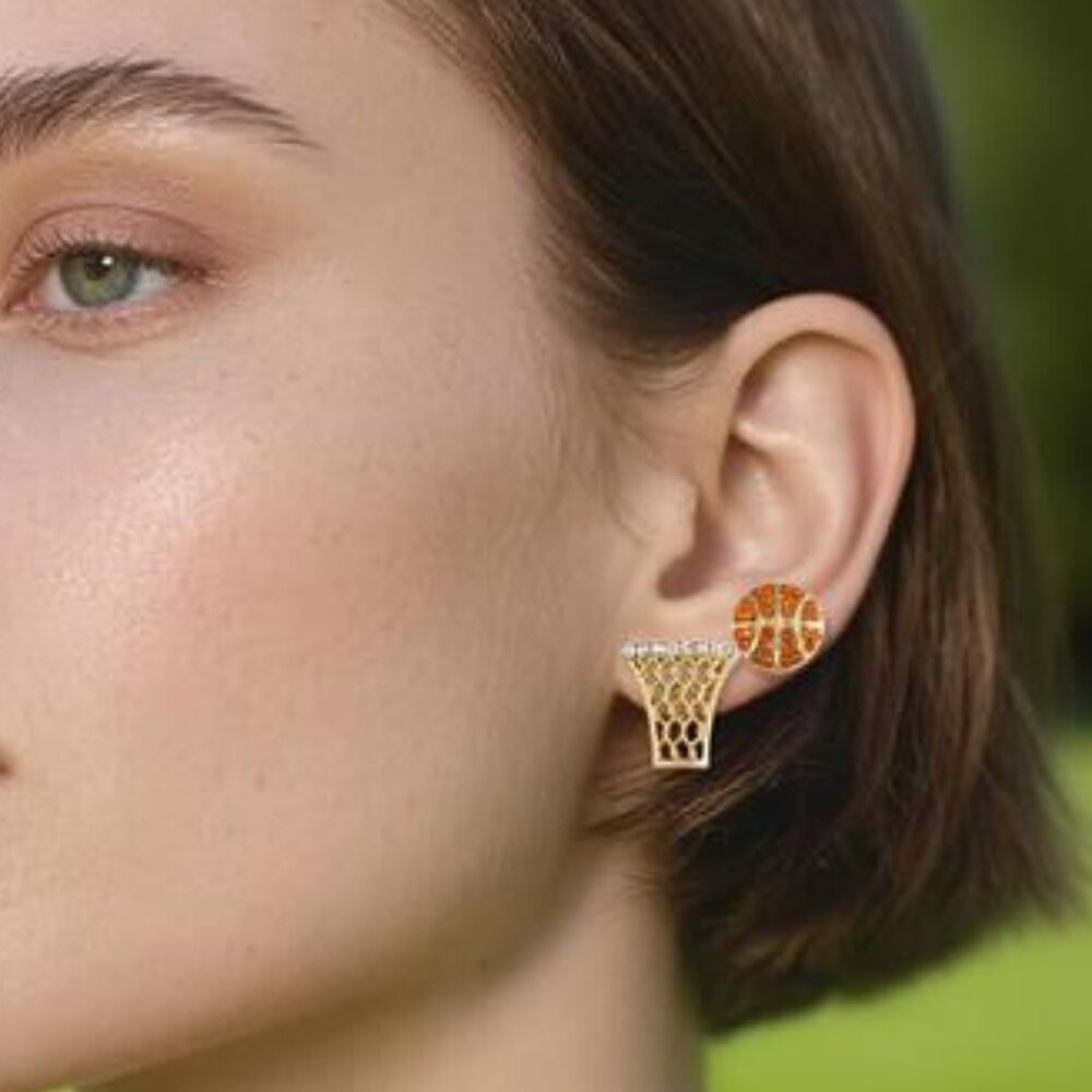 Basketball Earrings – Sporty Alloy Hypoallergenic Earrings for Women